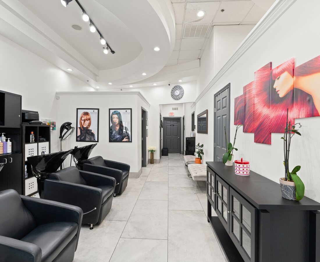 Backbar and styling floor — Avenue Salon Plano